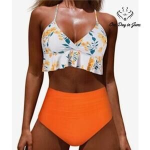 Moshengqi Flounce High Waist Bikini Swimsuit Size S